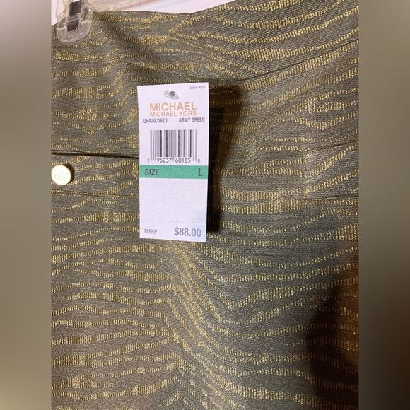 NWT Michael Kors Army Green/Gold Skirt, size Large - Picture 2 of 8